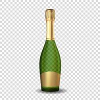 icône de bouteille verte de champagne 3d réaliste. illustration vectorielle eps10 vecteur