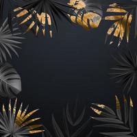 fond tropical naturel de feuille de palmier noir et or réaliste. illustration vectorielle eps10 vecteur