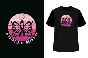 dans octobre nous porter rose Sein cancer conscience papillon T-shirt vecteur