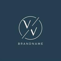 initiale lettre vv logo monogramme avec cercle ligne style vecteur