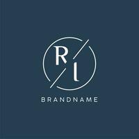 initiale lettre ri logo monogramme avec cercle ligne style vecteur