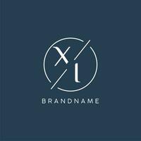 initiale lettre xi logo monogramme avec cercle ligne style vecteur