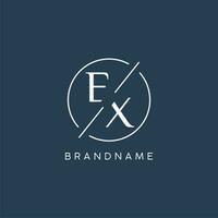 initiale lettre ex logo monogramme avec cercle ligne style vecteur