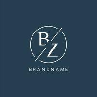 initiale lettre bz logo monogramme avec cercle ligne style vecteur