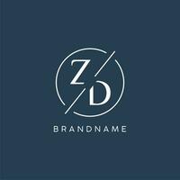 initiale lettre zd logo monogramme avec cercle ligne style vecteur