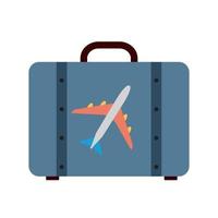 icône de valise avec avion sur illustration vectorielle blanc vecteur
