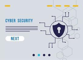 infographie sur la cybersécurité avec trou de serrure dans le bouclier et le circuit vecteur