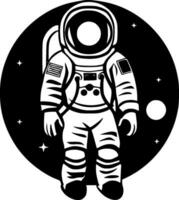 astronaute - noir et blanc isolé icône - vecteur illustration