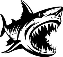 requin - noir et blanc isolé icône - vecteur illustration