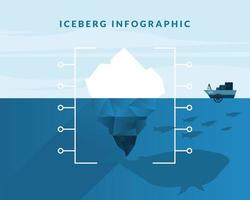 infographie iceberg avec pingouins baleines et conception de vecteur de navire
