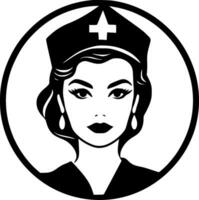 infirmière, noir et blanc vecteur illustration