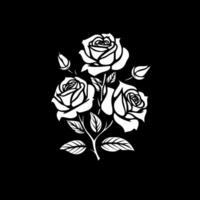 des roses - noir et blanc isolé icône - vecteur illustration