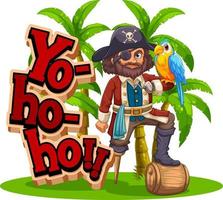 bannière de police yo ho ho avec un personnage de dessin animé pirate vecteur