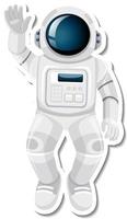 personnage de dessin animé astronaute ou astronaute dans un style autocollant vecteur