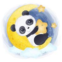 mignon petit panda en illustration aquarelle vecteur