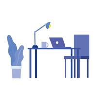 bureau avec ordinateur portable et chaise design vectoriel