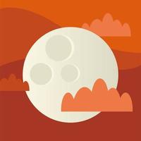 lune sur la conception de vecteur de ciel orange