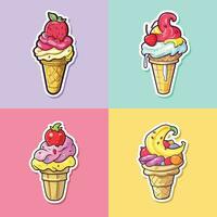 banane Divisé la glace crème autocollant cool couleurs kawaii agrafe art illustration collection vecteur