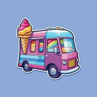 la glace crème un camion autocollant cool couleurs kawaii agrafe art illustration vecteur