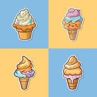 salé caramel la glace crème autocollant cool couleurs kawaii agrafe art illustration collection vecteur