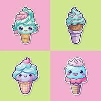 menthe poivrée la glace crème autocollant cool couleurs kawaii agrafe art illustration collection vecteur