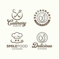 restaurant, nourriture, culinaire, chef, restauration logo conception modèle ensemble. vecteur