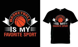 basketball est mon préféré des sports, unique, coloré accrocheur et haute qualité basketball T-shirt conception. basket-sport joueur T-shirt modèle prêt pour impression vecteur