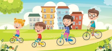 famille heureuse, faire du vélo ensemble vecteur