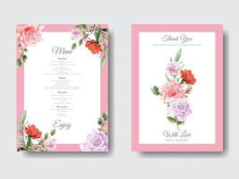 carte d'invitation de mariage floral romantique vecteur