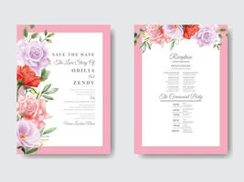 carte d'invitation de mariage floral romantique vecteur
