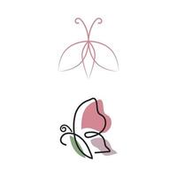 logo de papillon volant de beauté avec un style monoline de dessin au trait minimaliste simple vecteur