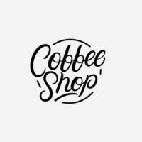 café magasin main écrit caractères logo, badge, étiqueter, signe, symbole. moderne brosse calligraphie. ancien rétro style. vecteur illustration.