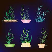 ensemble de esthétique botanique tropical plante décoration abstrait Contexte art graphique conception vecteur illustration