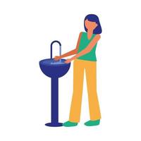 femme lavant ses mains vector design