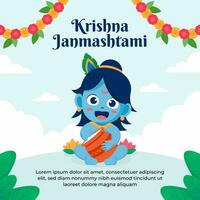 content krishna janmashtami hindou Festival fête pour social médias Publier vecteur