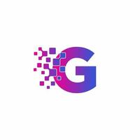 g lettre initiale pixel numérique vecteur de logo tech