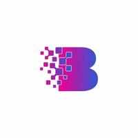 b lettre initiale pixels numériques tech logo vecteur