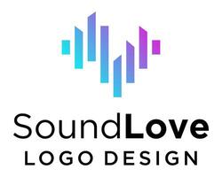 l'amour symbole et du son la musique l'audio logo conception. vecteur