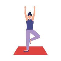 femme faisant du yoga à la conception de vecteur de tapis