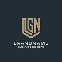 initiale gn logo bouclier garde formes logo idée vecteur