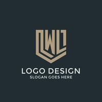 initiale wl logo bouclier garde formes logo idée vecteur