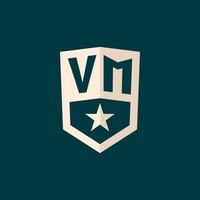 initiale vm logo étoile bouclier symbole avec Facile conception vecteur