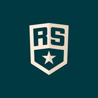initiale rs logo étoile bouclier symbole avec Facile conception vecteur
