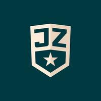 initiale jz logo étoile bouclier symbole avec Facile conception vecteur