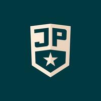 initiale jp logo étoile bouclier symbole avec Facile conception vecteur