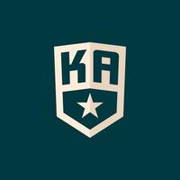 initiale ka logo étoile bouclier symbole avec Facile conception vecteur