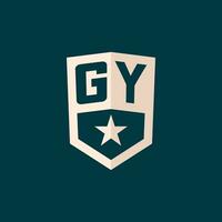 initiale gy logo étoile bouclier symbole avec Facile conception vecteur
