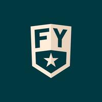 initiale fy logo étoile bouclier symbole avec Facile conception vecteur