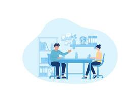 deux gens séance à une table parlant concept plat illustration vecteur