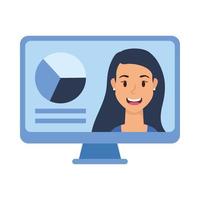 avatar de femme sur ordinateur dans la conception de vecteur de chat vidéo